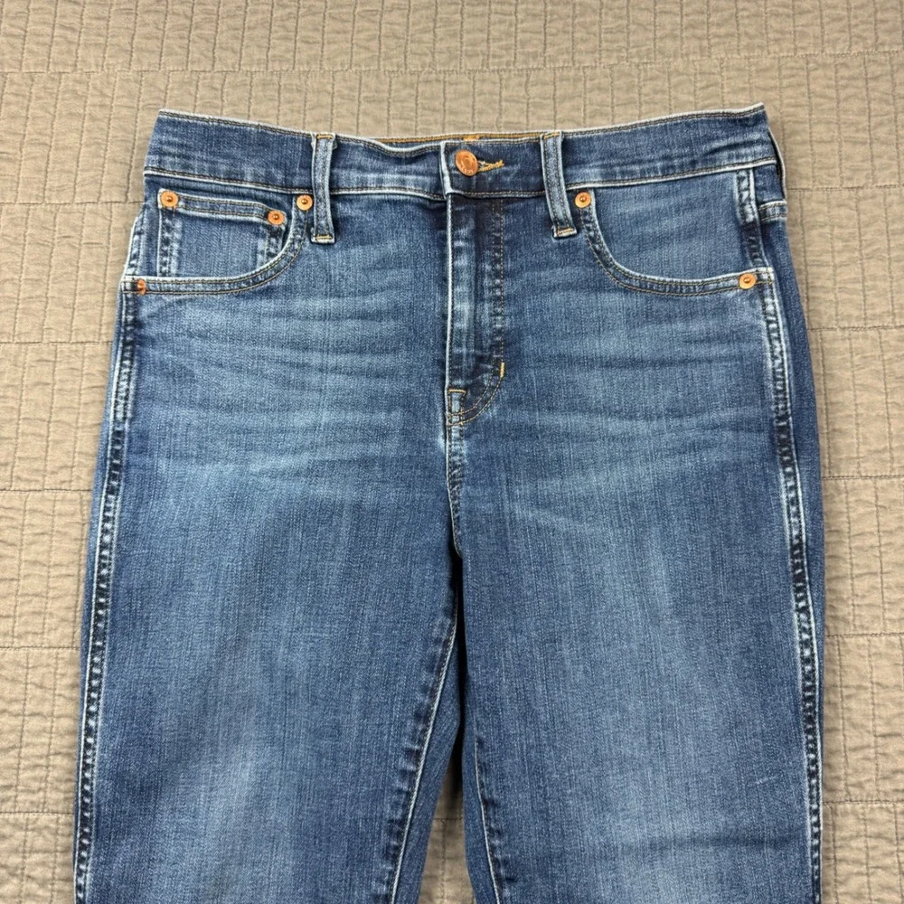 J Crew Vintage Slim Straight Jeans Medium Wash Raw Hem 27P Petite High Rise